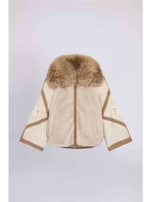 D49ED065E96MF250 WOOL AND ECO FUR JACKET Ermanno Firenze | D49ED065E96MF250